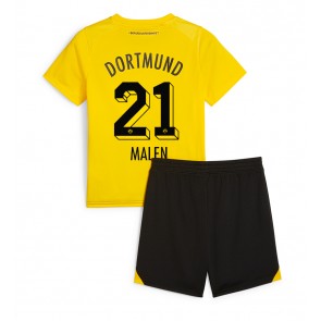 Borussia Dortmund Donyell Malen #21 Hemmaställ Barn 2023-24 Kortärmad (+ Korta byxor)